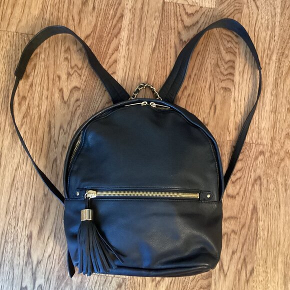 margot | Bags | Margot Black Leather Backpack With Tassels  display picture 1